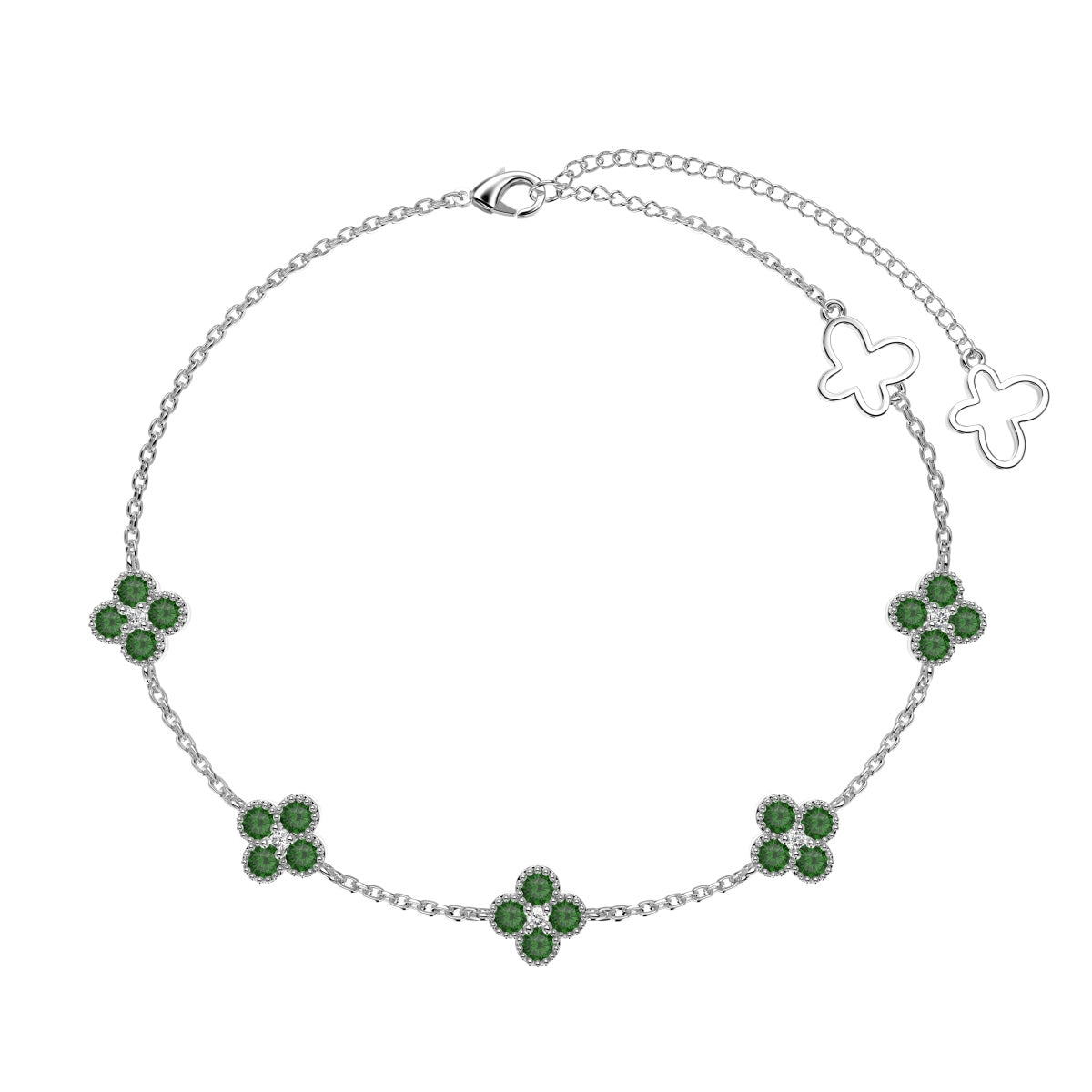 Four-Leaf Clover Zircon Bracelet in Silver